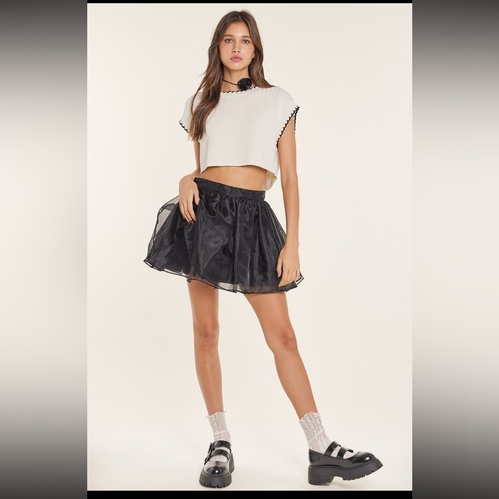 Idem Ditto Oversized Frill Hem Detailed Summer Knit Top